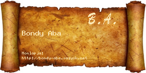 Bondy Aba névjegykártya